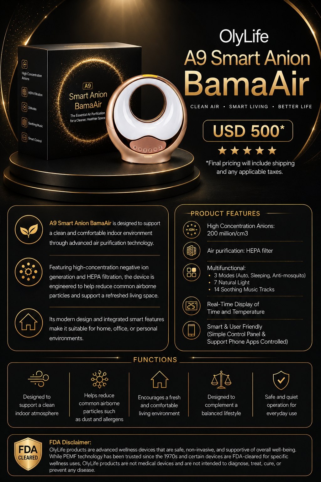 OlyLife A9 Smart Anion BamaAir | OlyLife Network